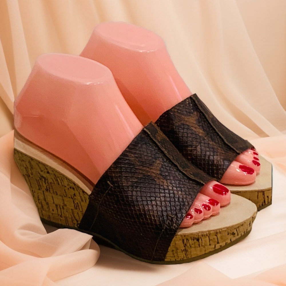 Nine West Brown Wedge Shoes with Perforated Design